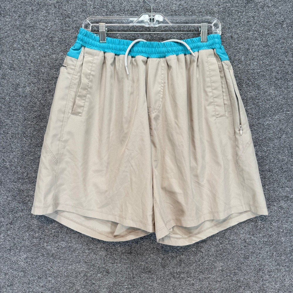 Freeballers Athletic Shorts Mens XXXL 3XL Tan‎ Blue Zipper Pockets Workout Gym
